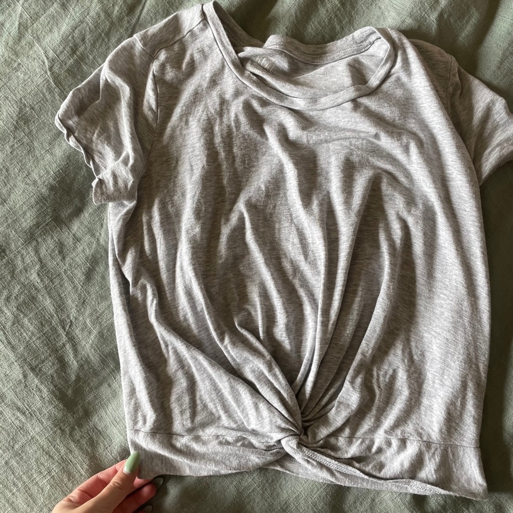 Gray tie knot crop top